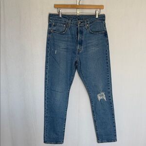 Levi's Premium Women's 501 S Jeans Size 31 X 28 Medium Wash Button Fly Distress